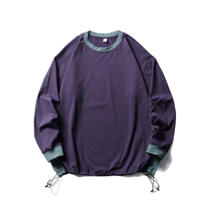 Unisex Oversize Fleece Pullover with Drawstring Hem and Contrast Collar Mune Fashion