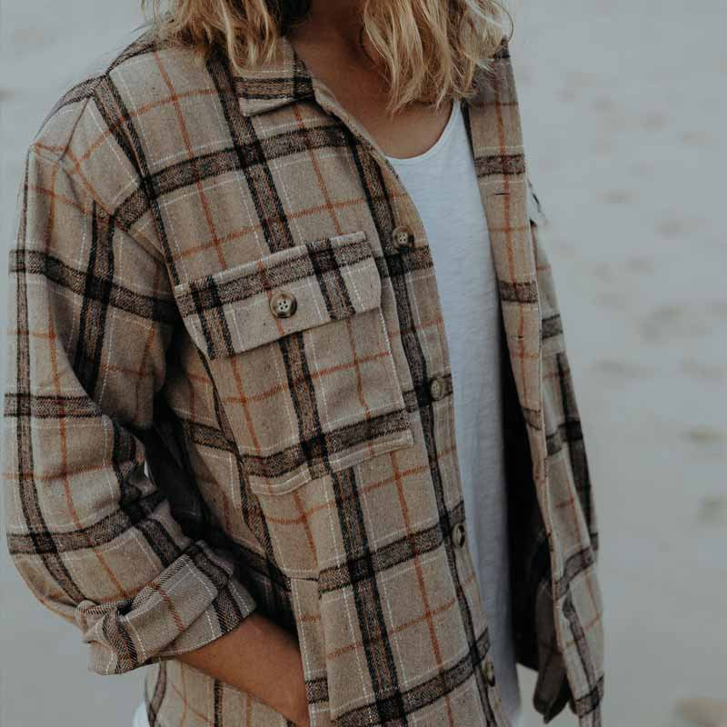 Men's overshirt made of gMune fashion-processed flannel with a check pattern and flap pockets Mune Fashion