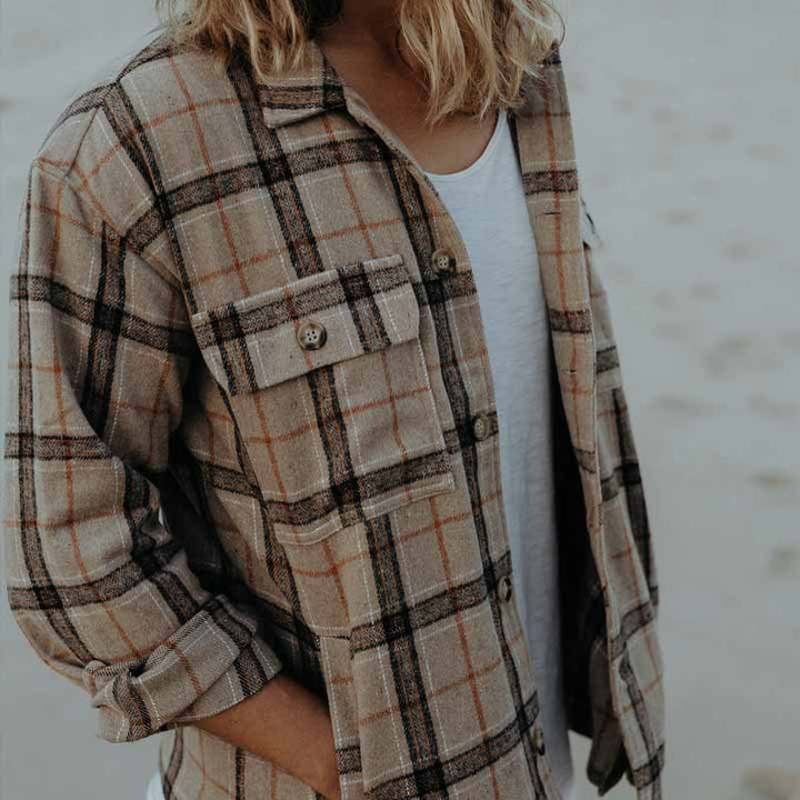 Men's overshirt made of gMune fashion-processed flannel with a check pattern and flap pockets Mune Fashion