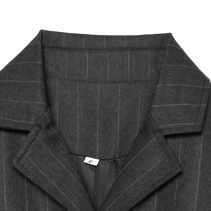 Women's high-waisted pleated trousers with stripes and decorative flap Mune Fashion