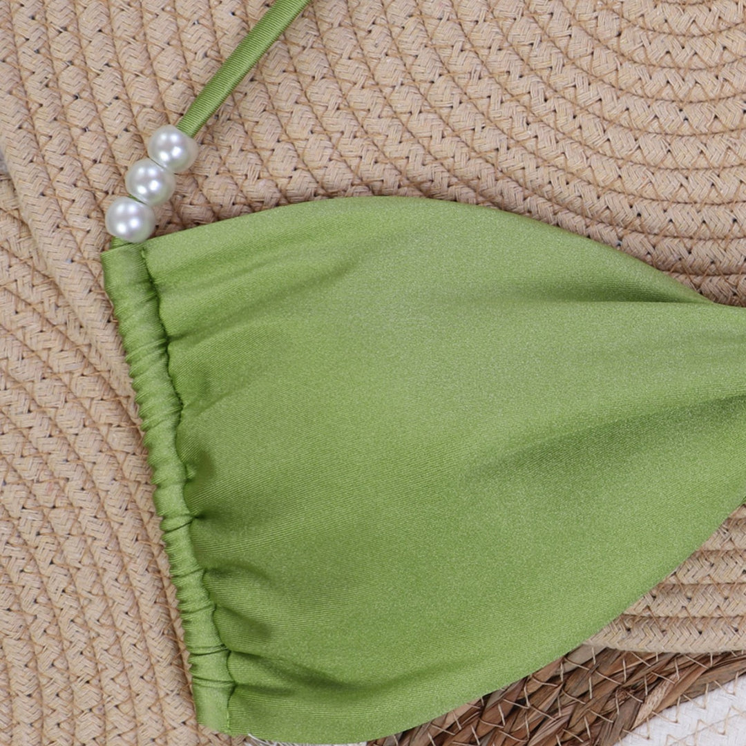 Women's bandeau bikini with elegant pearl strings Mune Fashion