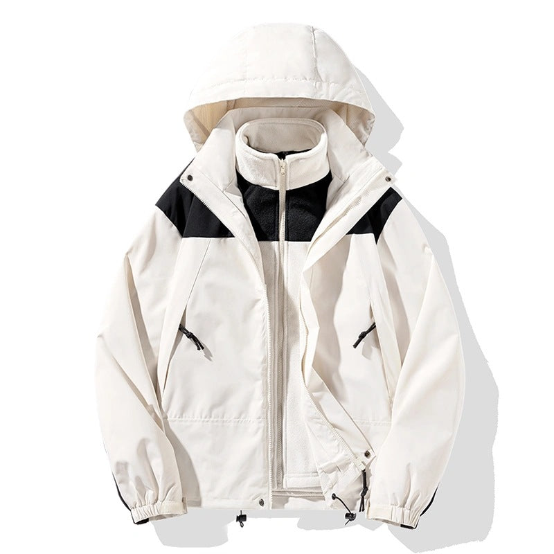 Men's Two-Piece Softshell Set with Removable Fleece Inner Layer and Adjustable Hood Mune Fashion