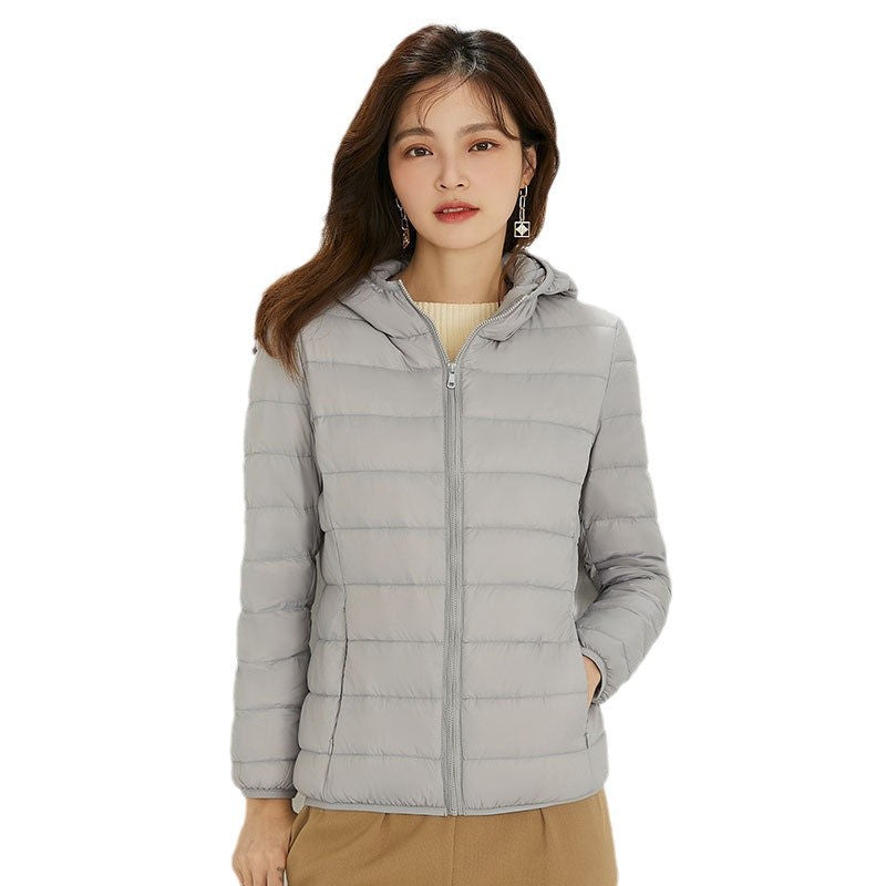 Women's Ultra-light Quilted Hooded Jacket with Ultra-flat Thermal Wadding Mune Fashion