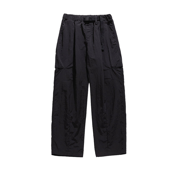 Unisex Wide technical nylon leisure pants with elastic waistband and integrated web belt Mune Fashion