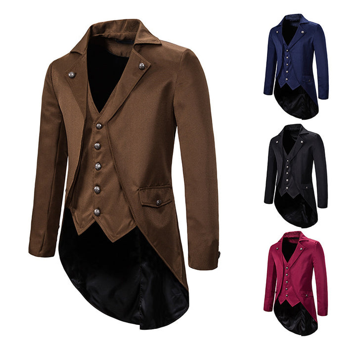 Men's Victorian Tailcoat with Integrated Waistcoat and Swallowtail Mune Fashion