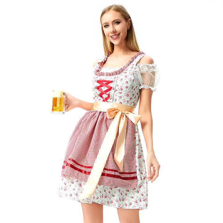 Ladies' blouse dress in traditional style with decorative corset ribbon and gathered apron Mune Fashion