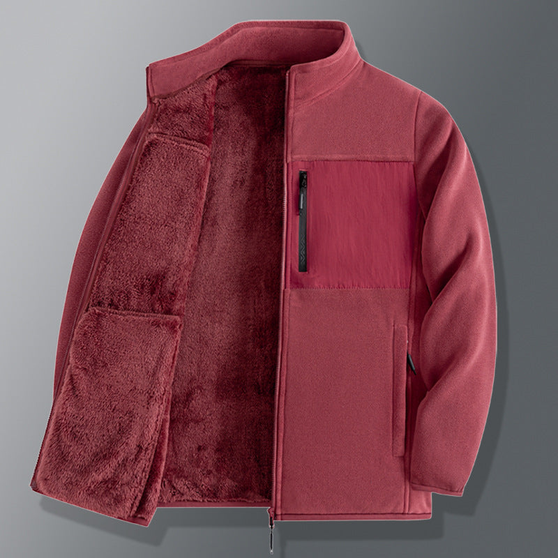 Men's functional thermo fleece jacket with soft teddy inner lining, chest zip pocket and two-way zipper Mune Fashion