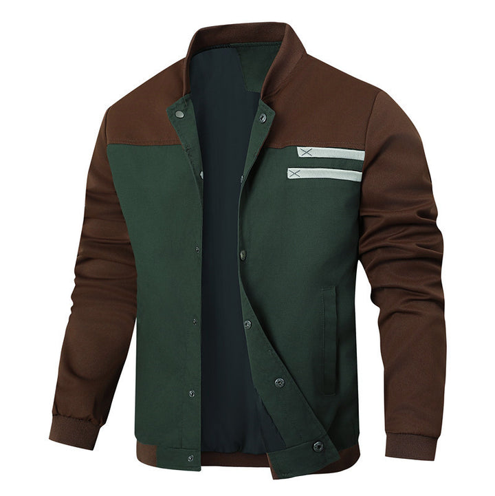 Men's sporty-elegant college jacket with button placket and contrasting inserts Mune Fashion