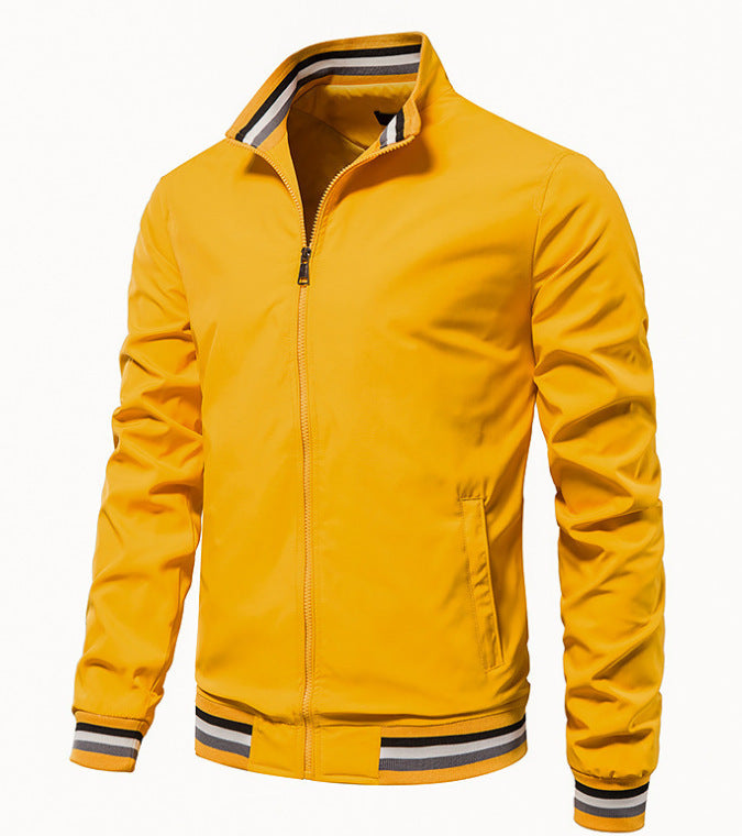 Men's lightweight bomber jacket with stand-up collar, windproof outer layer, and elastic ribbed cuffs Mune Fashion