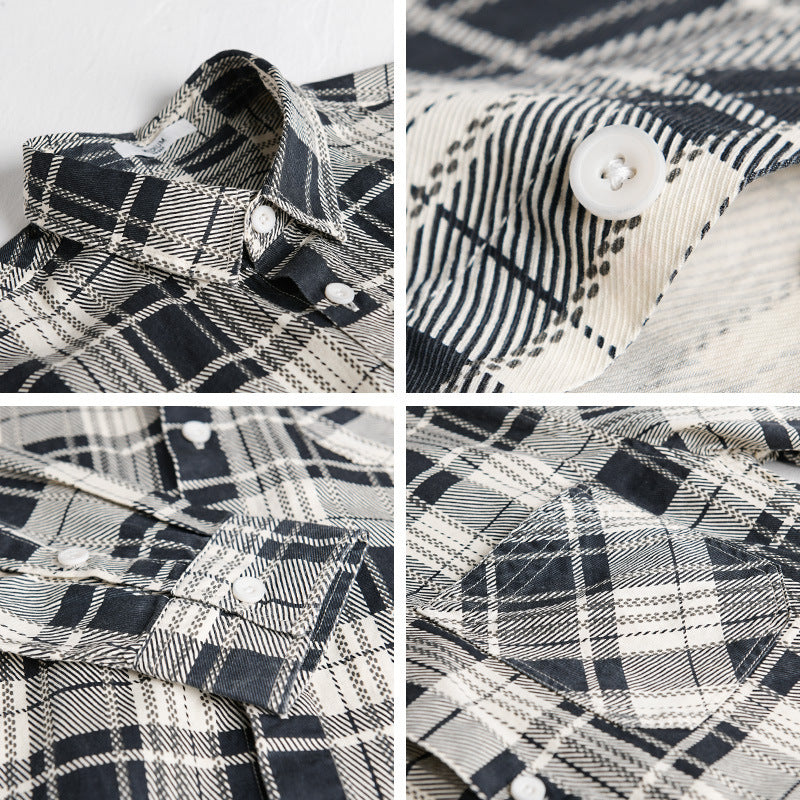Men's Rustic Check Over Shirt made of soft cotton flannel with a patch chest pocket Mune Fashion