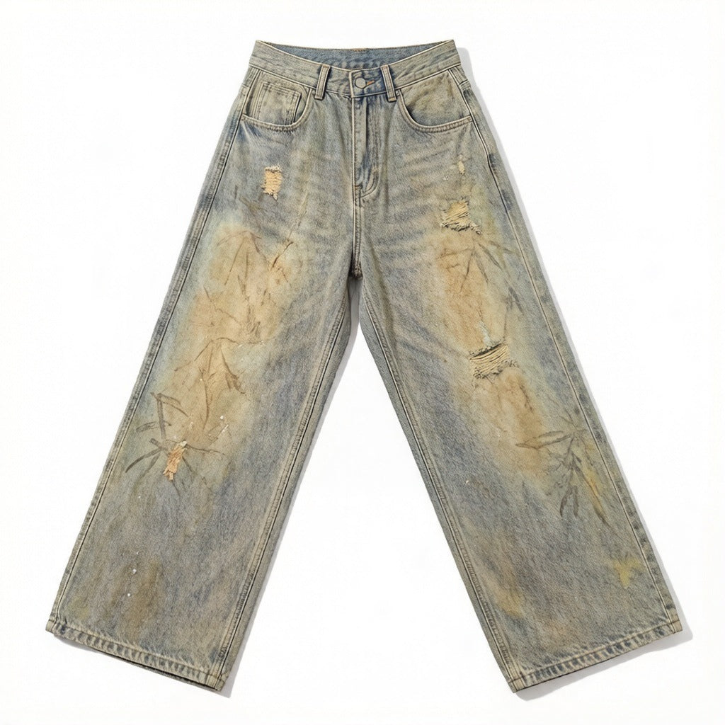 Men's Stylish Baggy Jeans with Creative Washes Mune Fashion