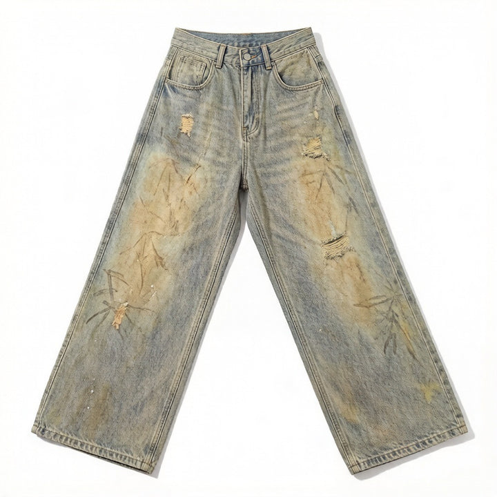 Men's Stylish Baggy Jeans with Creative Washes Mune Fashion