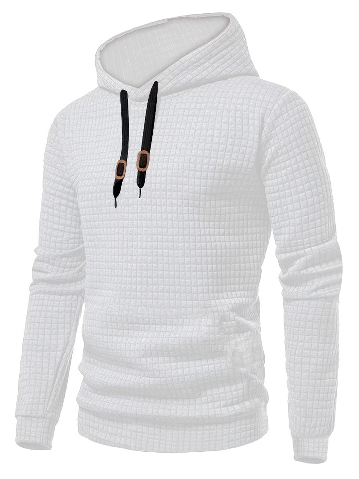 Men's quilted hoodie with rectangular quilting, drawstring and ribbed cuffs Mune Fashion