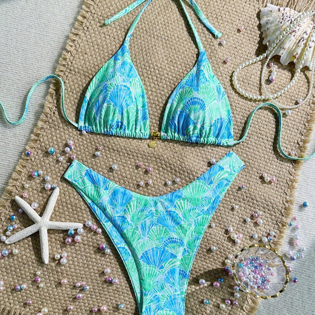 Women Triangle Bikini with Floral Patterns Mune Fashion