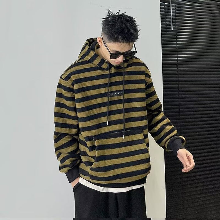 Men's Stylish Hoodie with Stripe Pattern Mune Fashion