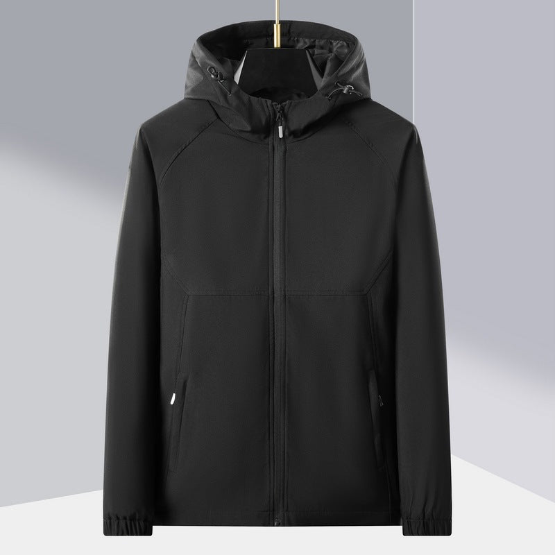 Men's lightweight softshell outdoor jacket with ergonomic hood and diagonal chest zip Mune Fashion