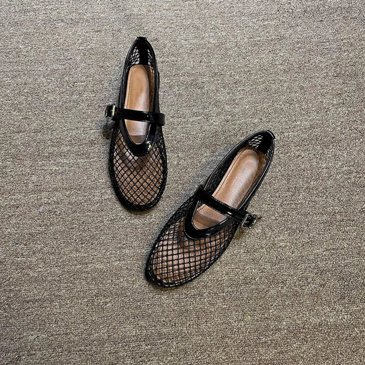 Damen Atmungsaktive Netz-Ballerinas im Mary-Jane-Stil mit verstellbarem Riemen Mune Fashion