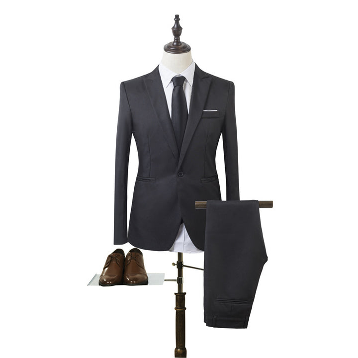 Men's Tailored Single-Button Suit Set in Slim Fit with Slim Suit Pants Mune Fashion
