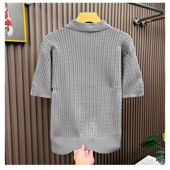Men's Fashion Knit Polo Shirt with Textured Design Mune Fashion
