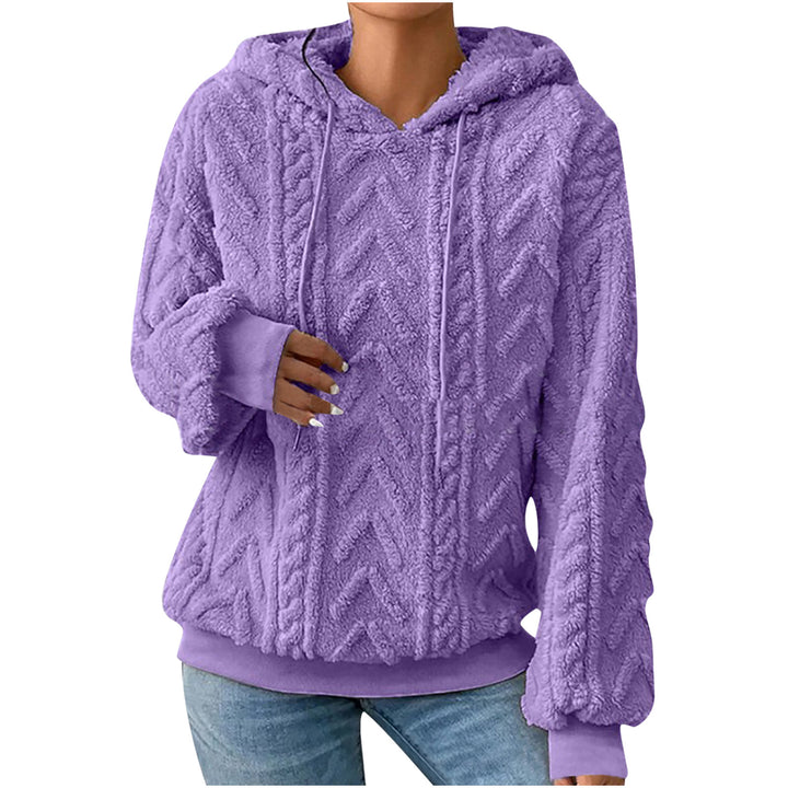Women's hooded sweater with cable pattern, side pockets and ribbed cuffs Mune Fashion