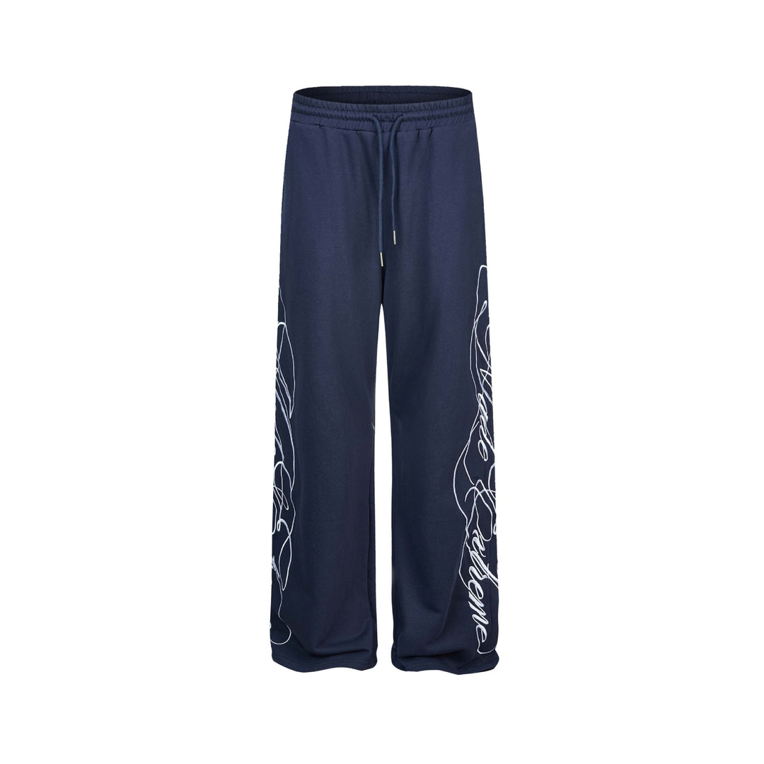 Women's Soft Lounge Pants with Wide Leg, Elastic Waistband and Statement Print Mune Fashion