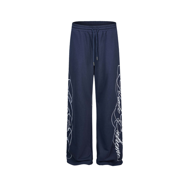 Women's Soft Lounge Pants with Wide Leg, Elastic Waistband and Statement Print Mune Fashion