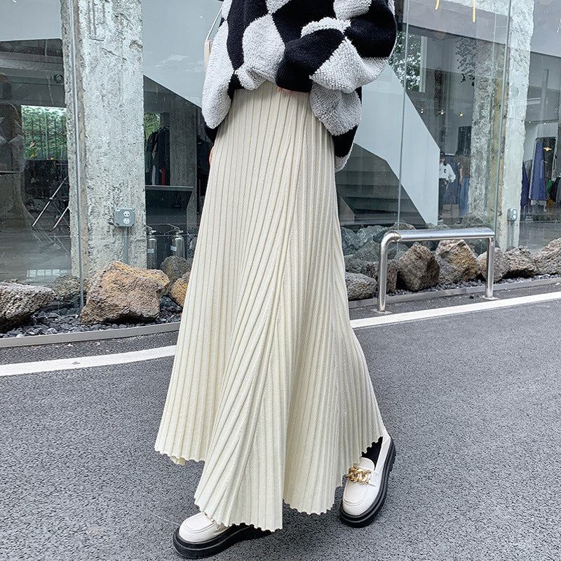 Women's Pleated Maxi Skirt with Elegant Wave Pattern Mune Fashion