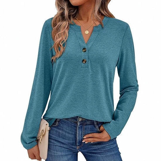 Women's Long Sleeve Shirt with Button Details Mune