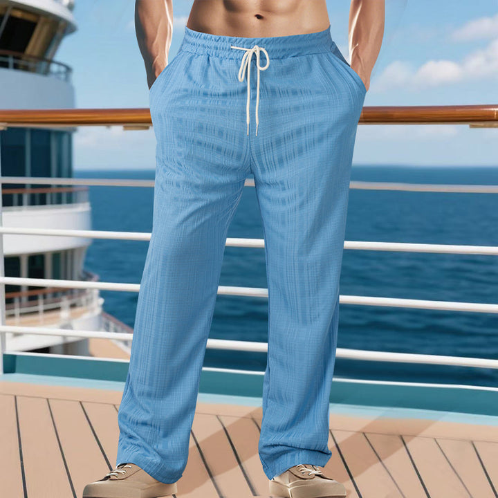 Men's Lightweight Structured Lounge Pants with Elastic Drawstring Waistband and Straight Relaxed Fit Mune Fashion