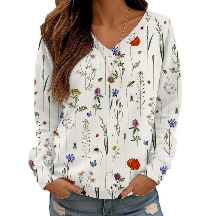 Women Boho-Mandala V-Neck Oversize Sweatshirt with Soft Sweat Fabric Mune Fashion