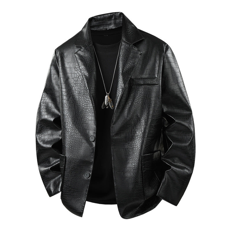 Men's Fashionable Faux Leather Jacket with Elegant Cut Mune Fashion