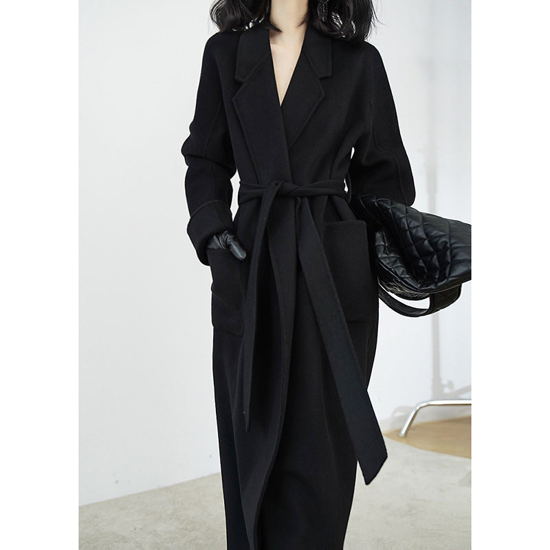 Ladies Elegant Wrap Coat with Waist Belt Mune Fashion