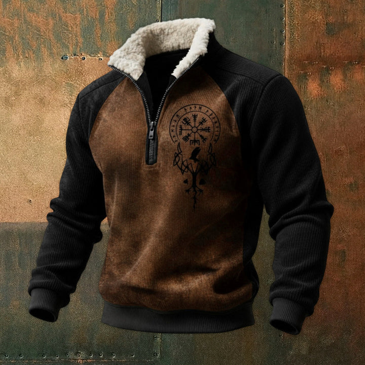 Men's Urban Fleece Pullover with Tree Motif Mune Fashion