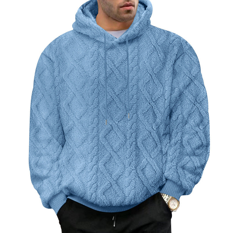 Men's structured Sherpa hoodie with diamond quilting, drawstring hood, and ribbed cuffs Mune Fashion