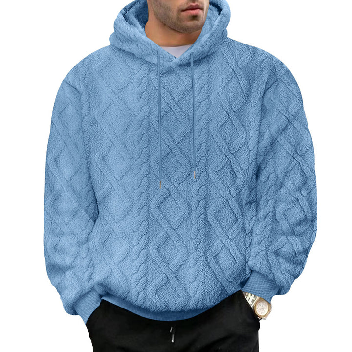 Men's structured Sherpa hoodie with diamond quilting, drawstring hood, and ribbed cuffs Mune Fashion