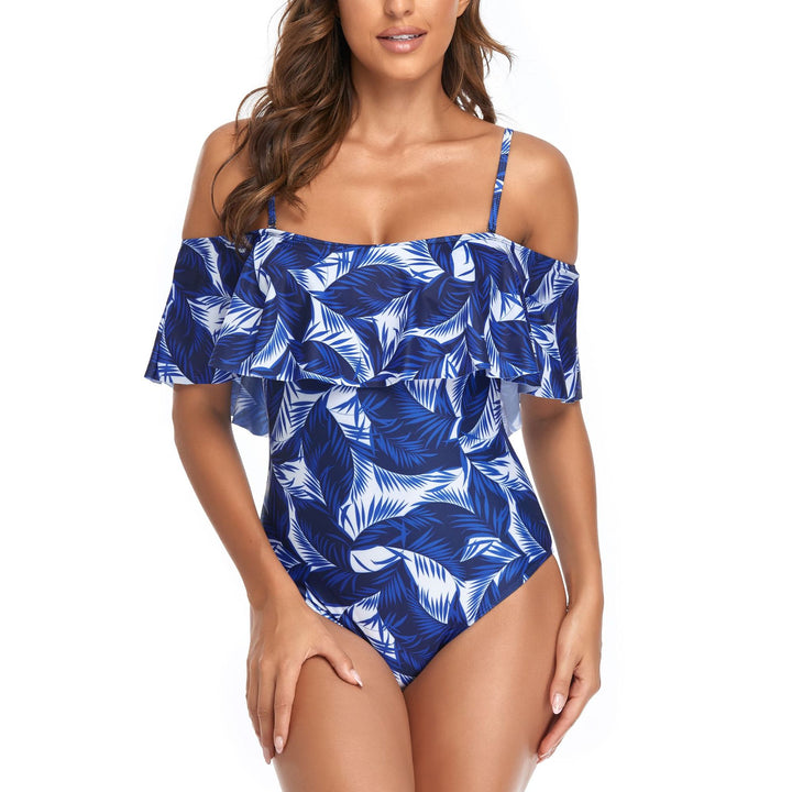 Women's One-Piece Swimsuit with Ruffle Details and Floral Pattern Mune Fashion