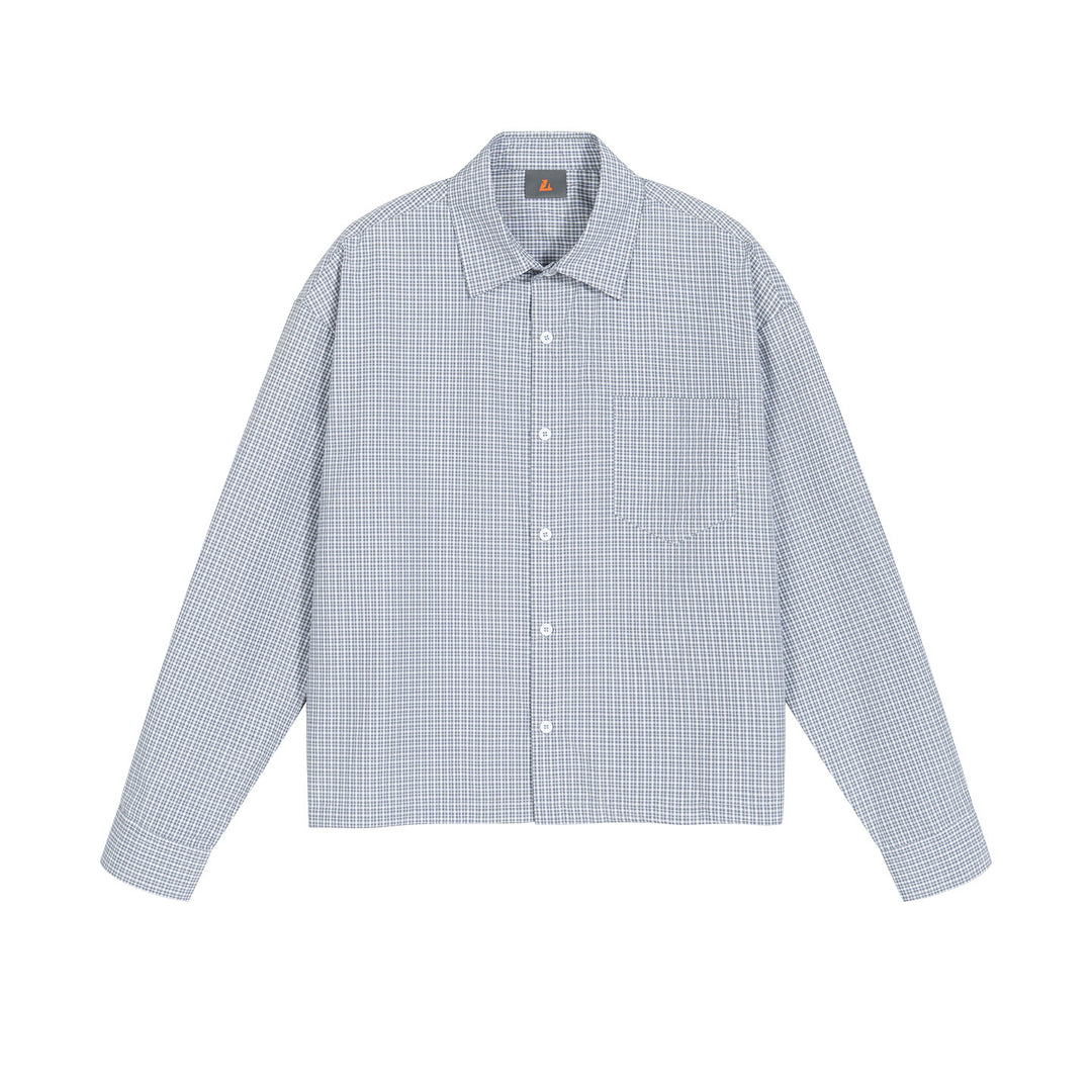 Men's Oversize Check Shirt with Chest Pocket and Fine Grid Pattern Mune Fashion