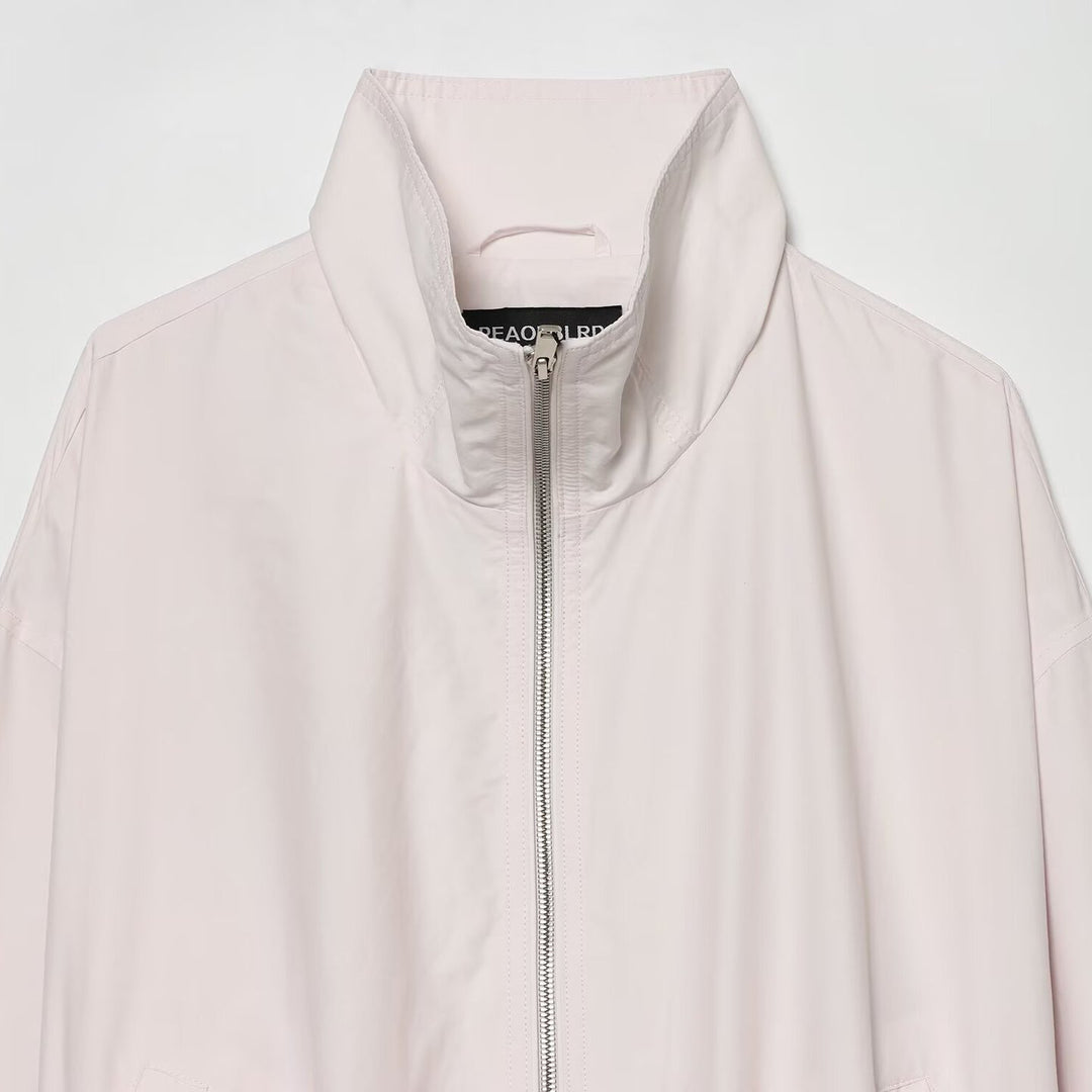 Women Cropped Boxy Transitional Jacket with High Funnel Neck and Two-Way Zipper Mune Fashion