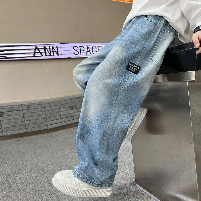 Unisex wide Denim pants with adjustable waistband Mune Fashion
