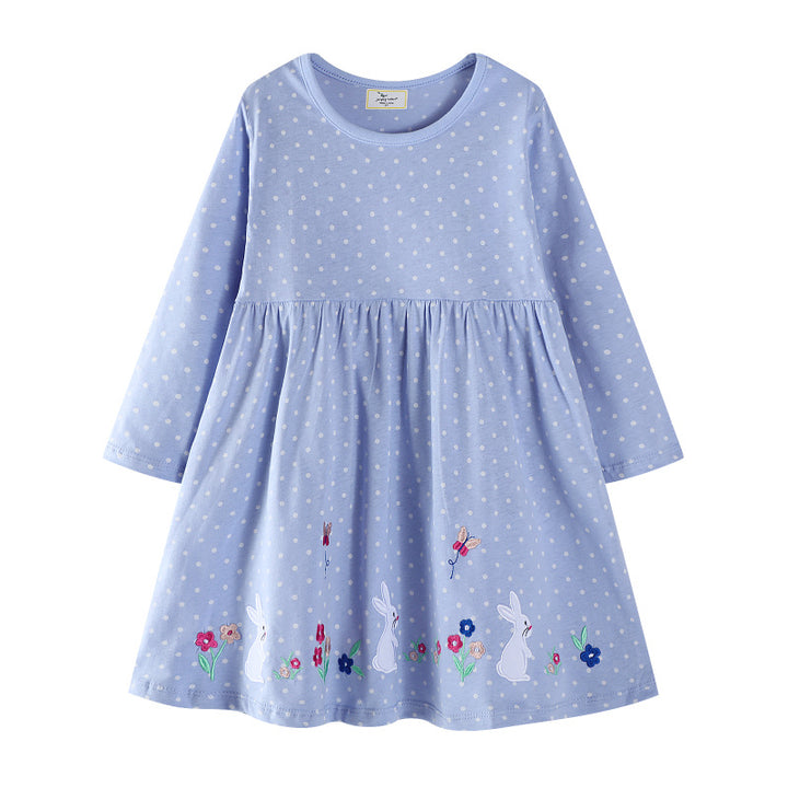 Girls cotton dress with cute rabbit motif Mune Fashion