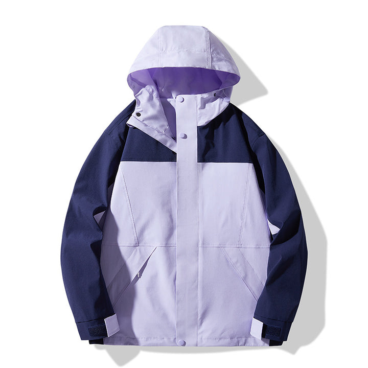 Men's Technical Colorblock Softshell Rain Jacket with Adjustable Hood Mune Fashion