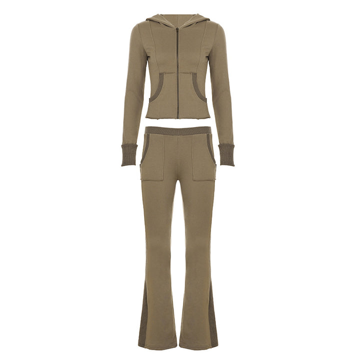 Women's Nan Stretch Flared Pants with High Waist, Patch Pockets and Side Insert Panels Mune Fashion