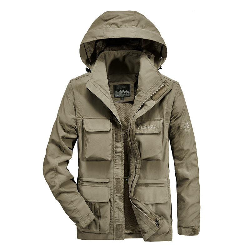 Men's field parka with detachable hood, breathable mesh lining, and versatile front pockets Mune Fashion