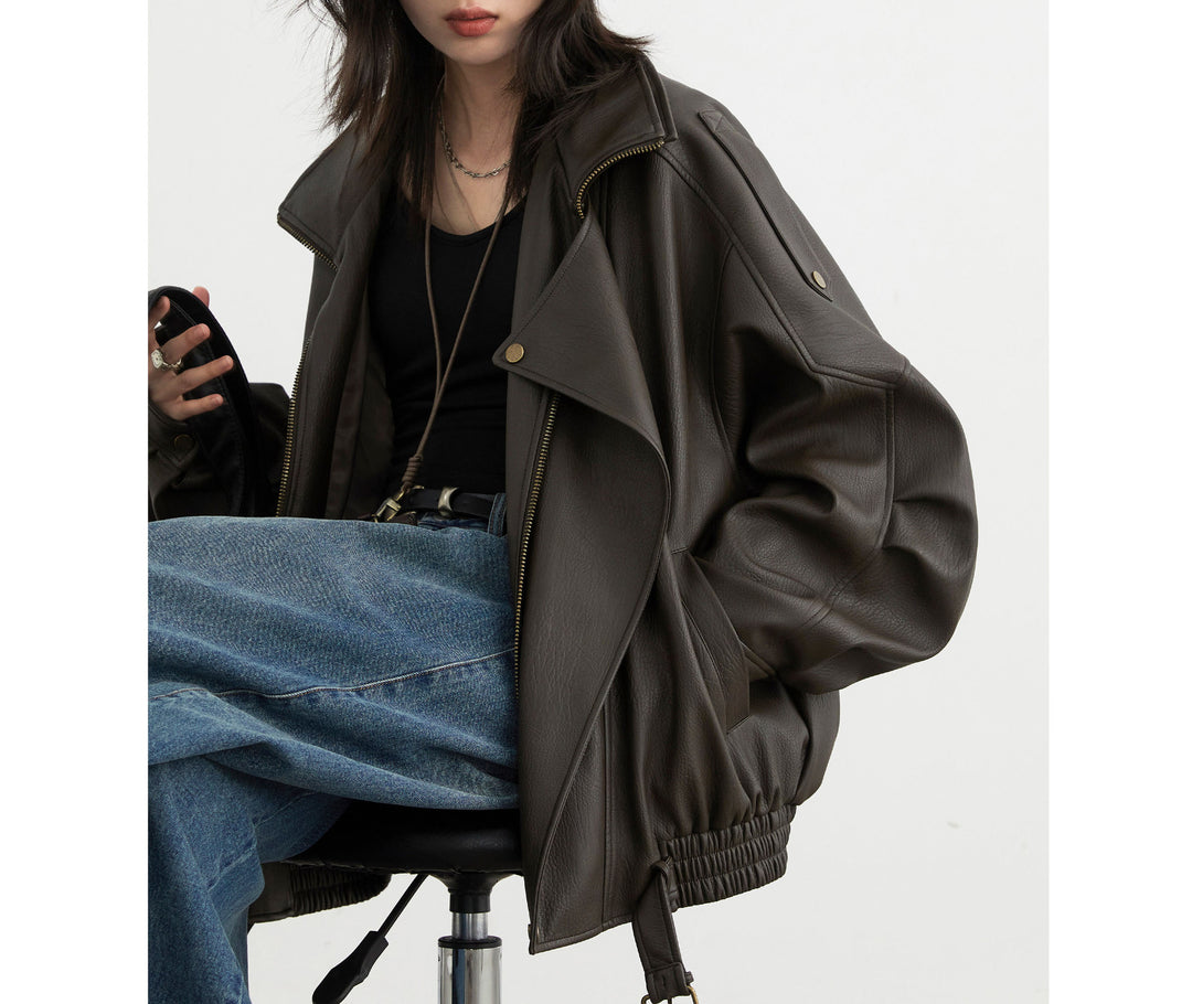 Women's Stylish Leather Jacket Mune Fashion