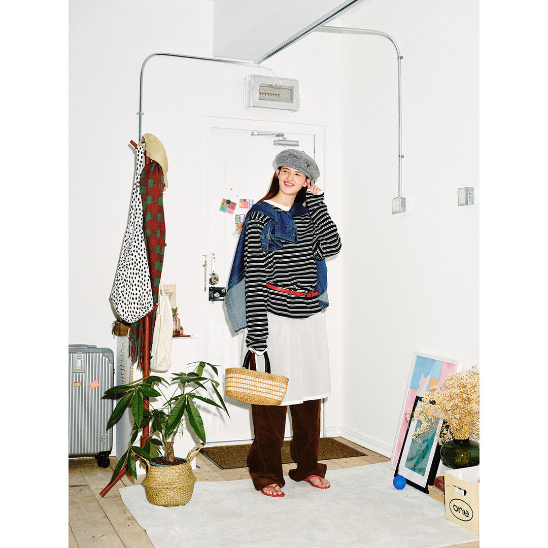 Unisex Striped Long Sleeve Shirt in Breton Style with Contrasting Ribbed Collar and Relaxed Fit Mune Fashion