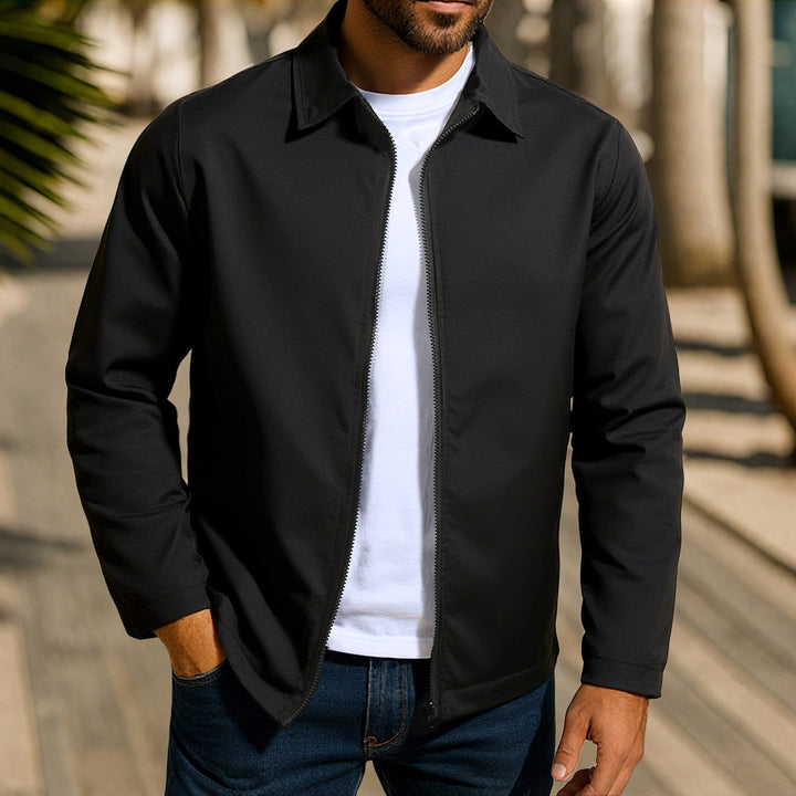 Men's lightweight windproof transitional jacket with shirt collar and full zipper Mune Fashion