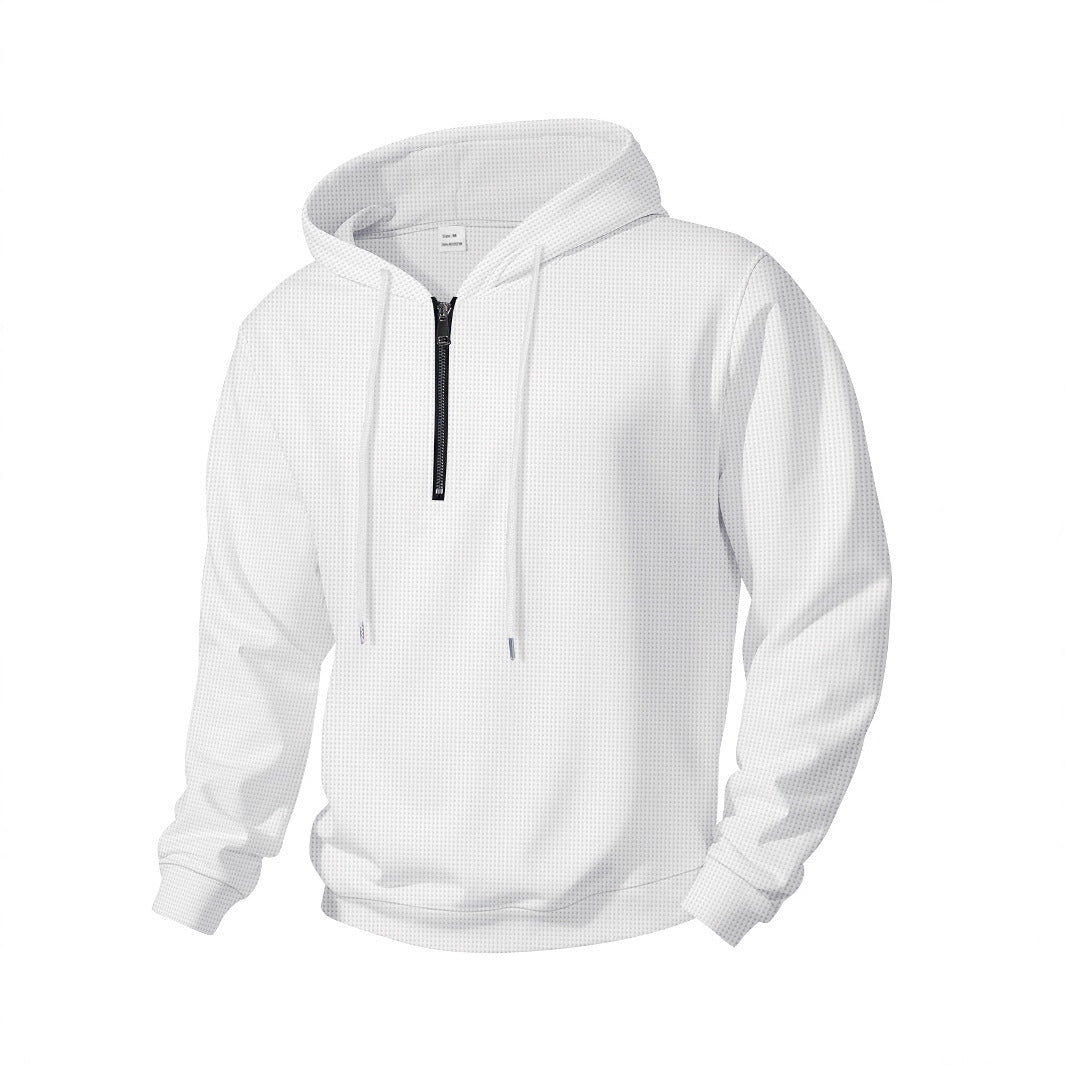 Men's half-zip hoodie made of cotton blend with drawstring and elastic ribbed cuffs Mune Fashion