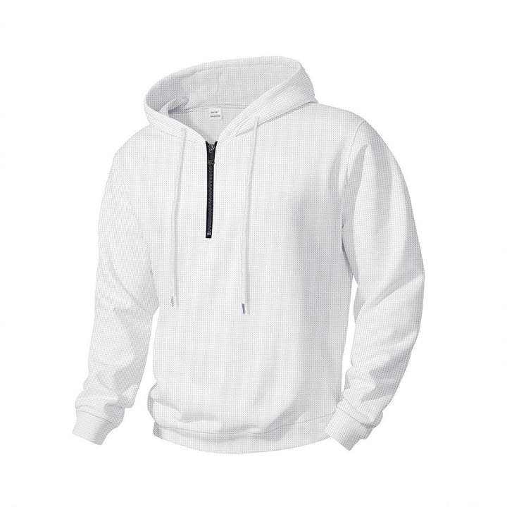 Men's half-zip hoodie made of cotton blend with drawstring and elastic ribbed cuffs Mune Fashion