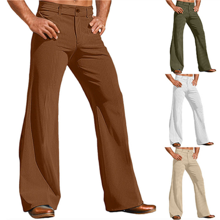 Men's Elegant Flared Pants in Vintage Style with Striped Pattern Mune Fashion