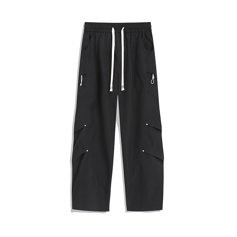 Men's Utility Cargo Lounge Pants with Drawstring Waist, Multiple Pockets & Wide Leg Mune Fashion